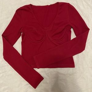 Burgundy Garage Ribbed Top